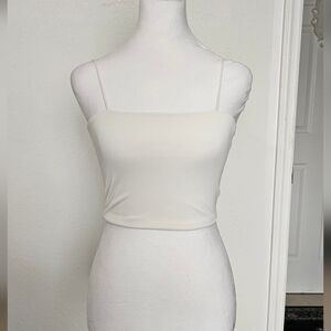 Elegant White Ribbed Women's Cropped Top Cami Size XS